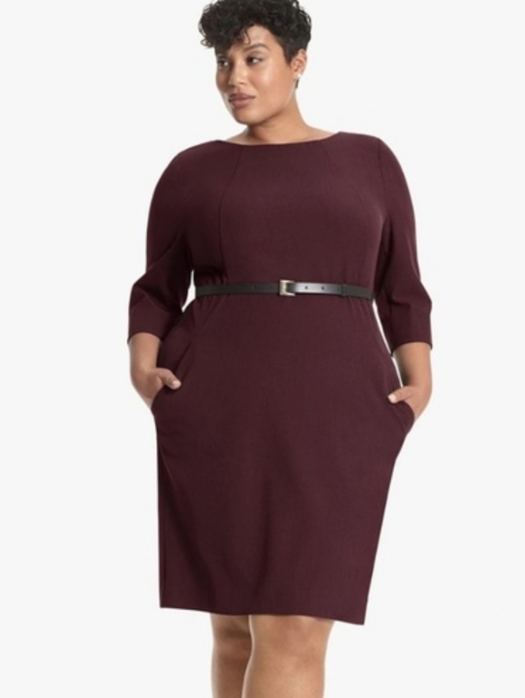 New Mm. Lafleur Etsuko Claret Midi Dress Burgandy/Maroon 3/4 Sleeve Office Sz +3